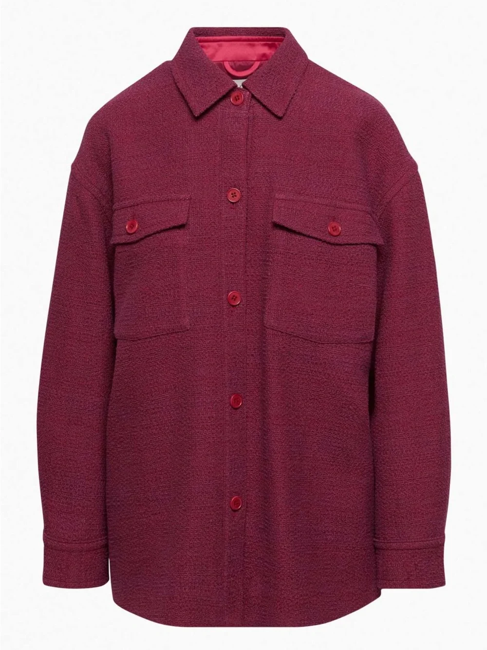 Aritzia Babaton Joan Shirt Jacket Shacket Pockets Women's Size 2 Wine Color